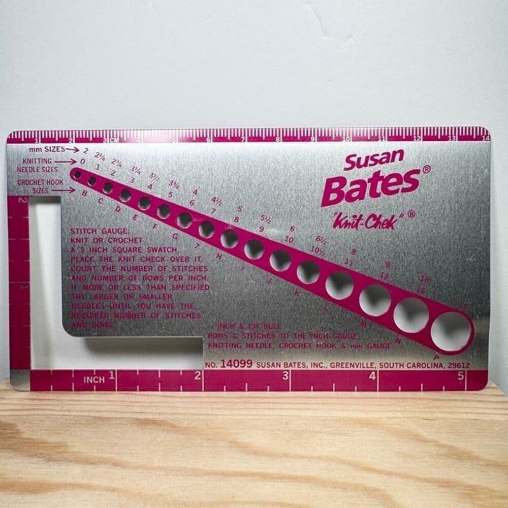 Susan Bates Knit-Chek No. 14099 Rows & Stitches To The Inch Guide